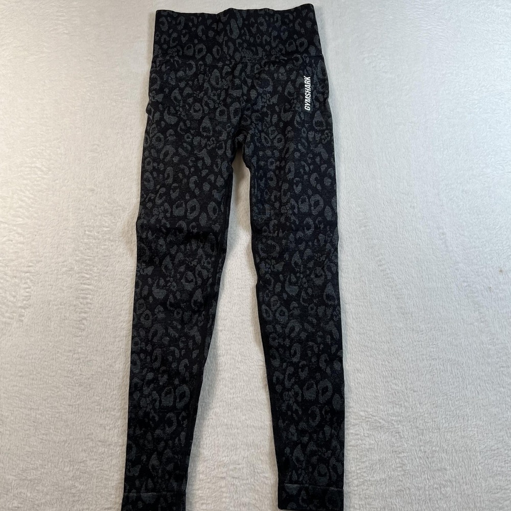 Gymshark Leggings Womens Small Black Animal‎ Seamless High Rise Compression